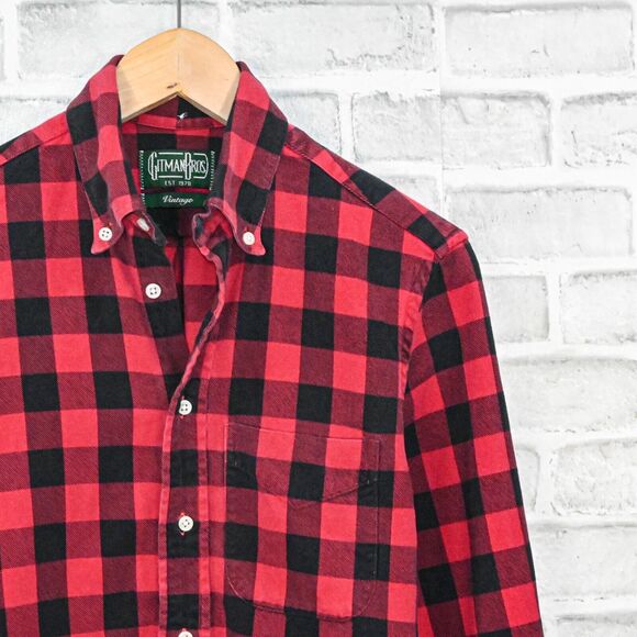 GITMAN BROS Vintage Men's Red Buffalo Plaid Button Down shirt Sz Small - Picture 4 of 6
